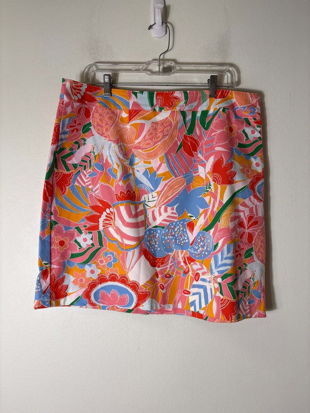 Talbots Pastel Leaf Print Cotton Mini Skirt Sz 14